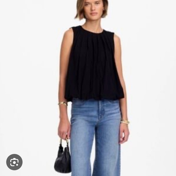 Madewell Tops - Madewell NWT Black Ribbed Puffy Tank size L